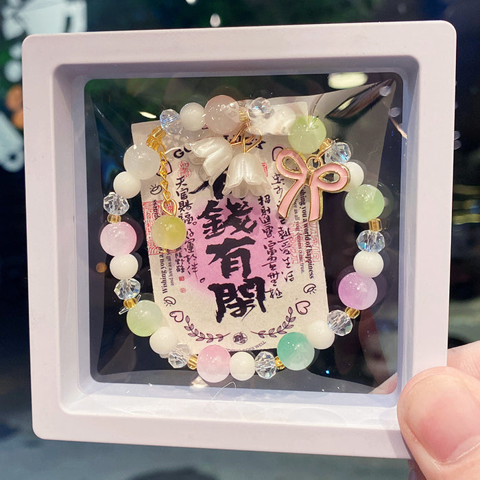 Wholesale Lily of the Valley Bow Glass Electroplated Bracelet