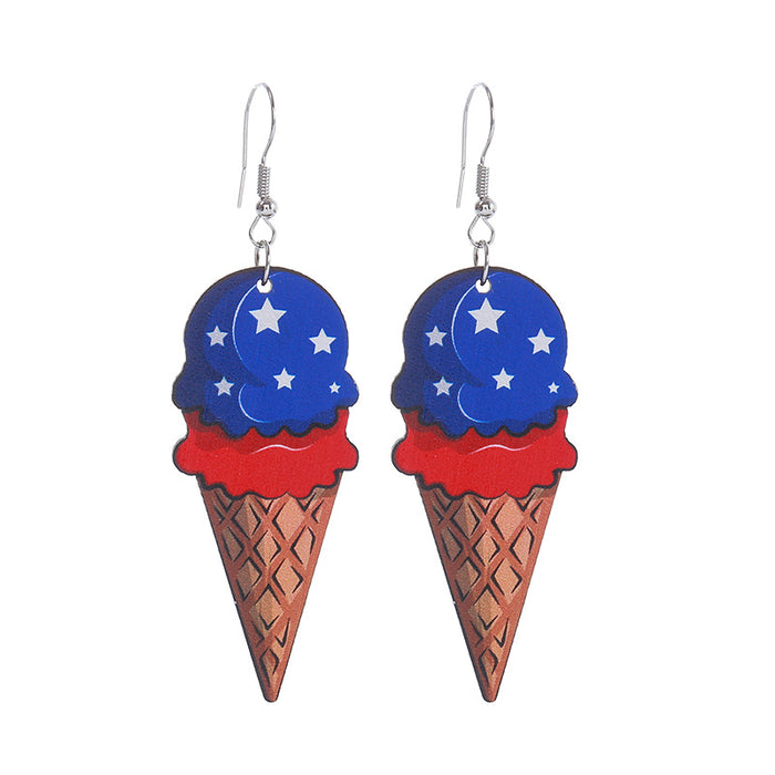 Wholesale Hollow Wooden Independence Day Earrings JDC-ES-ChouTteng017