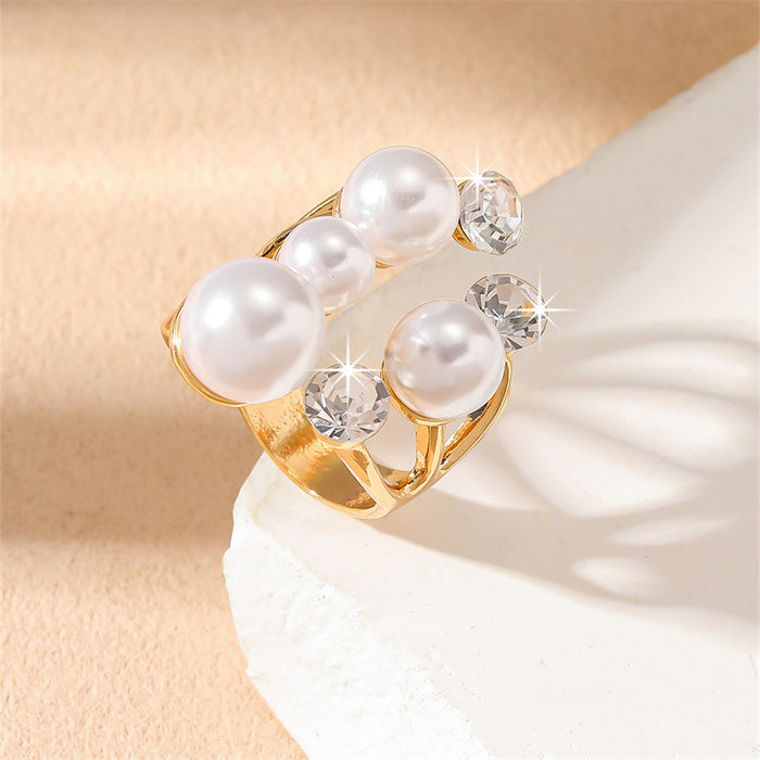 Wholesale Irregular Pearl Design Gold Alloy Ring Stylish Jewelry Accessory MOQ≥2