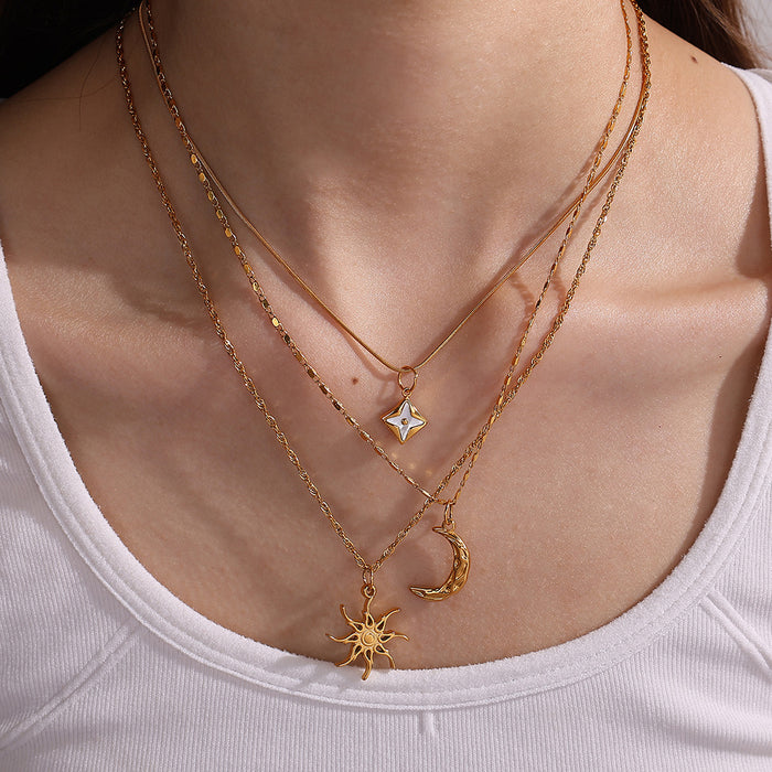 Wholesale Sun and Moon Element Stainless Steel Gold-Plated Pendant