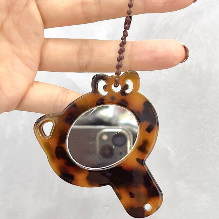 Wholesale Cartoon cat acetate leopard print makeup mirror keychain