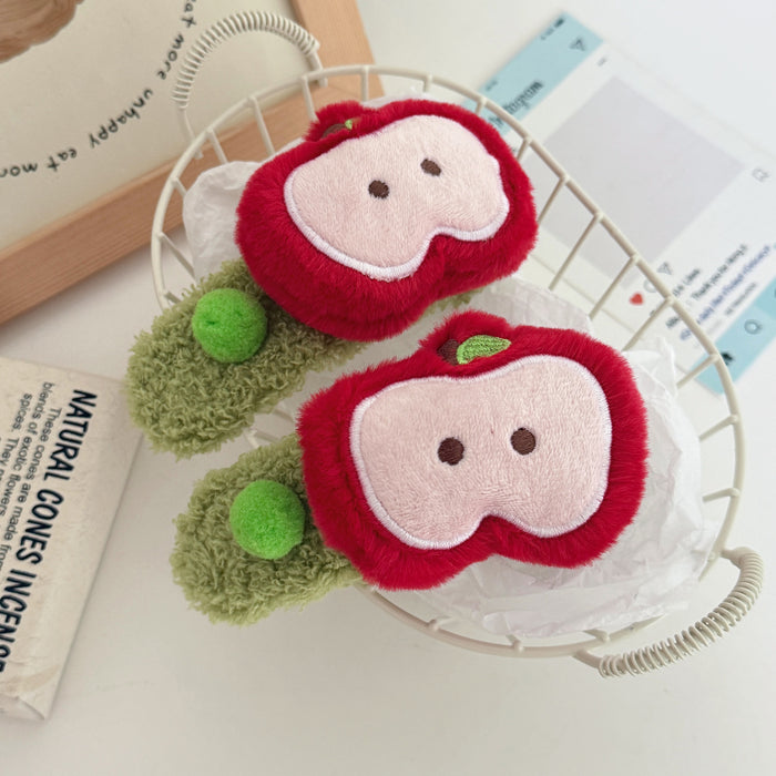 Wholesale Cute Red Apple Furry Hair Clips