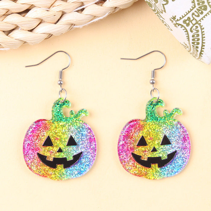Wholesale Halloween Funny Acrylic Bat Pumpkin Ghost Earrings Trendy Jewelry Accessory MOQ≥2