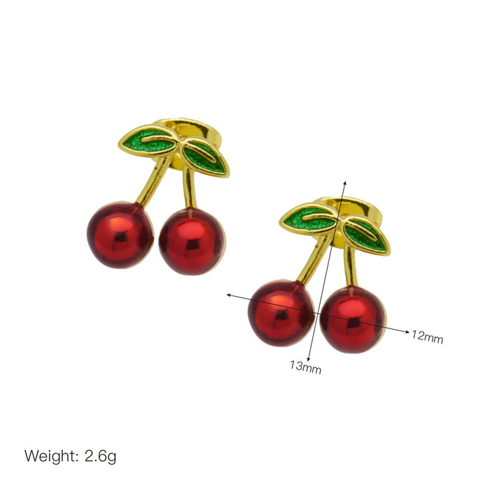Wholesale Fruit style cherry color drop Shantou ear clip earrings female personality simple fashion earrings