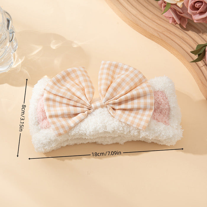 Wholesale Cartoon plush animal ear headband with bow
