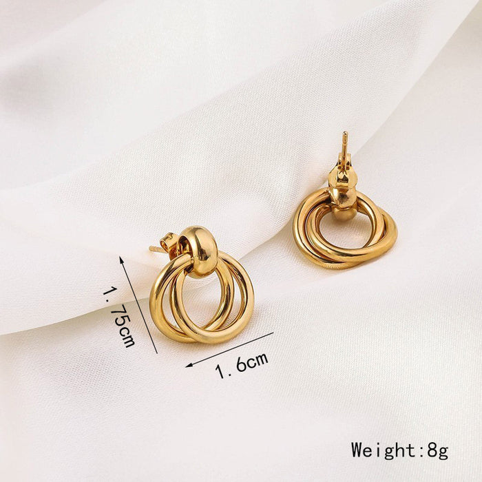 Wholesale New High-end Titanium Steel Earrings for Women with Irregular Heart Circles and 18k Gold Plated Non Fading Accessories JDC-ES-RX003