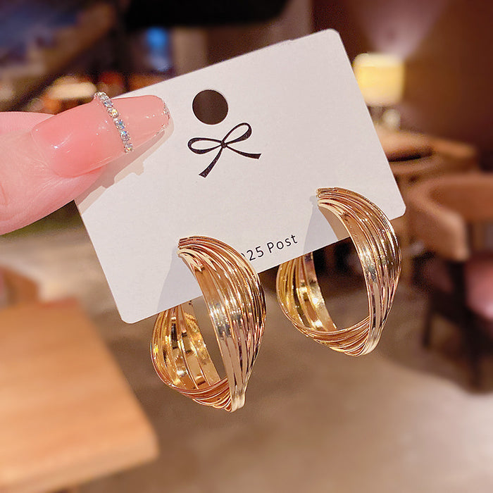 Wholesale Retro Metallic Exaggerated Large Statemente Hoop Earrings