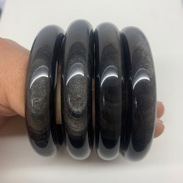 Wholesale Natural silver obsidian bracelet, obsidian raw mineral, gold obsidian bracelet style