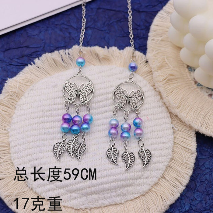 Wholesale Butterfly Dream Catcher Moon Alloy Car Hanging Decoration Pendant with Beads