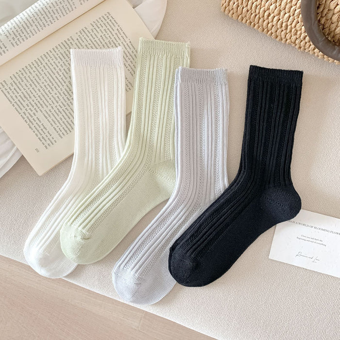 Wholesale New Socks Thin Mesh Breathable Middle Tube Stacked Sock Cotton