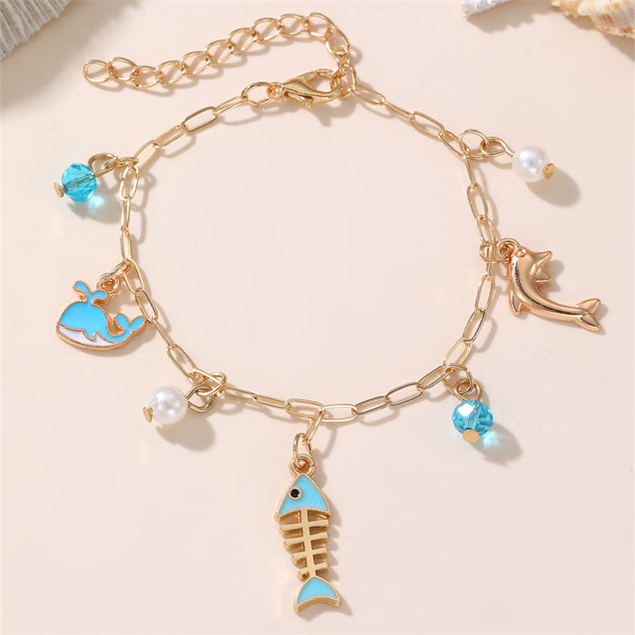 Wholesale Children's Bracelet Marine Conch Octopus Starfish Metal Pendant Hand Jewelry