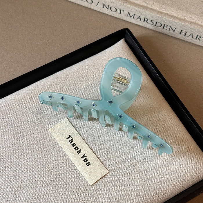 Wholesale Blue rhinestone grip clip, high-end and exquisite, shark clip at the back of the head