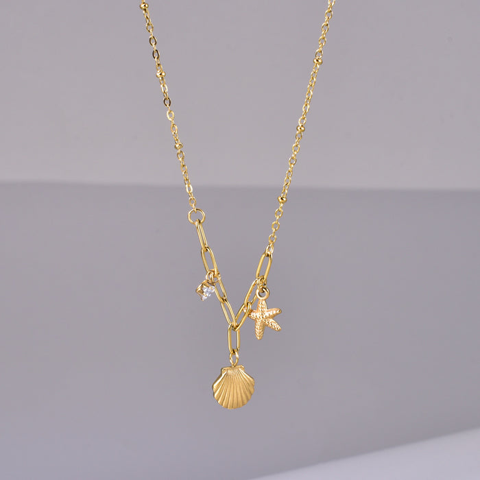 Wholesale Shell starfish water diamond necklace