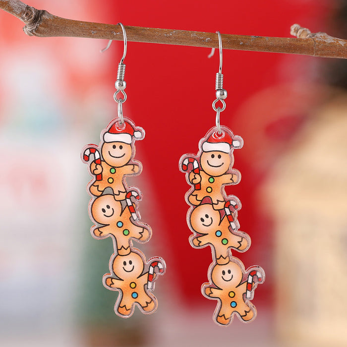 Wholesale Christmas candy cane,  Santa hat,  gingerbread man pendant earrings