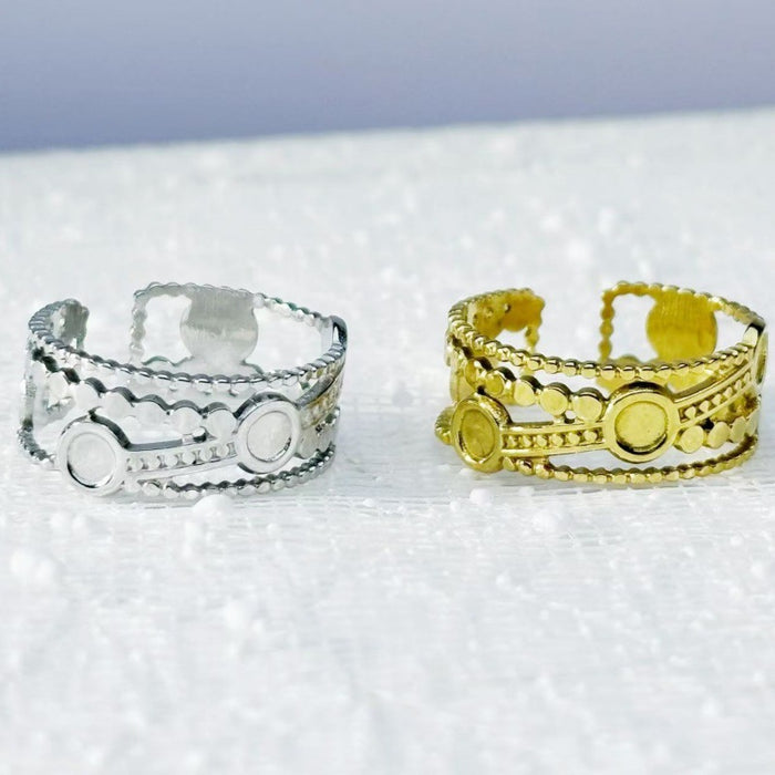 Wholesale Titanium steel ring with female hammer pattern gold plating that does not fade, exaggerated stainless steel finger