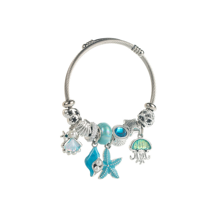 Wholesale Adjustable Blue Starfish Pendant Bracelet