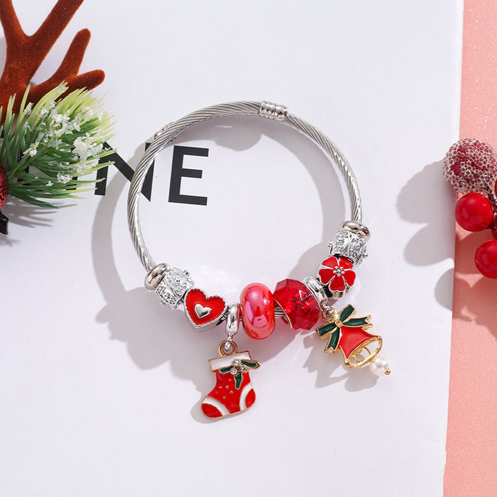 Wholesale Stainless Steel Christmas Charm Bracelet Women' s Fashion Accessory MOQ≥2