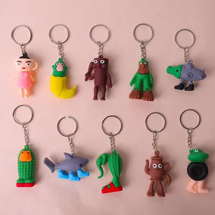 Wholesale Keychain Pendant Abstract Funny Wooden Stick People' s PVC Pendant