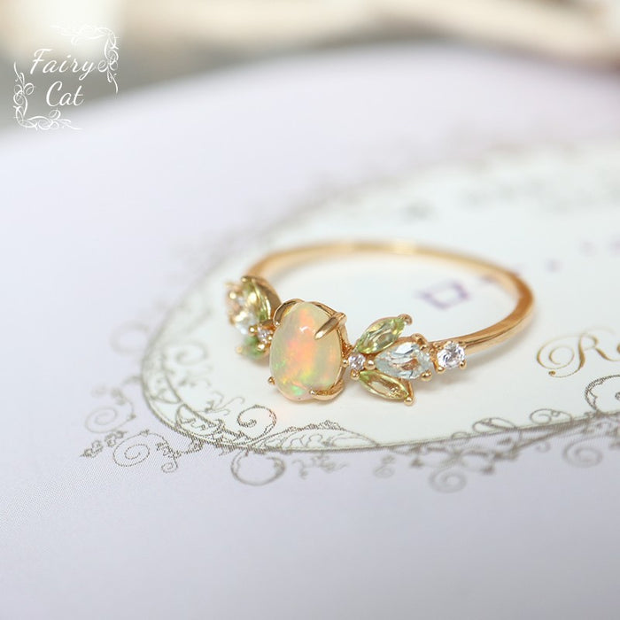 Wholesale Natural white crystal light luxury ring gold-plated ring