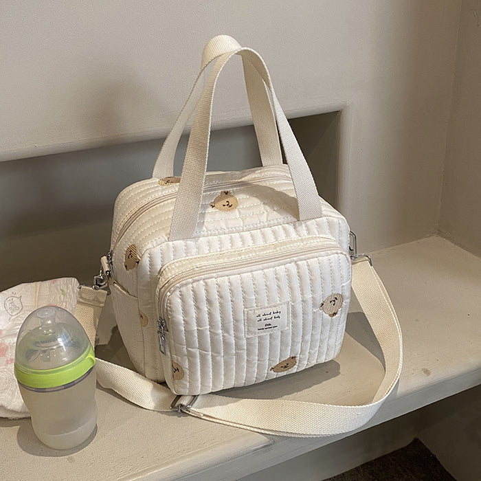 Wholesale Zipper Embroidery Cotton Baby Trolley Hanging Bag Diaper Bag