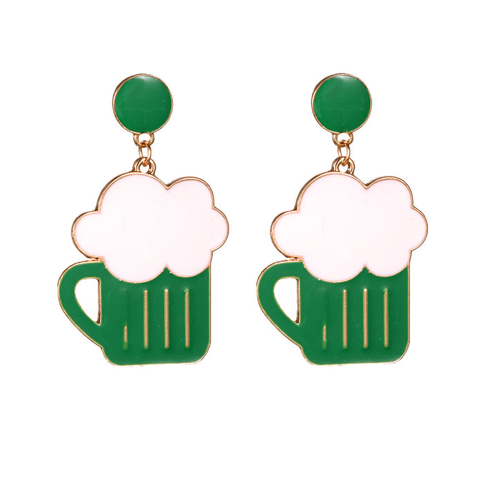 Wholesale Irish Festival Party Alloy Earrings Fashion St. Patrick's Day Shamrock Hat Earrings Women