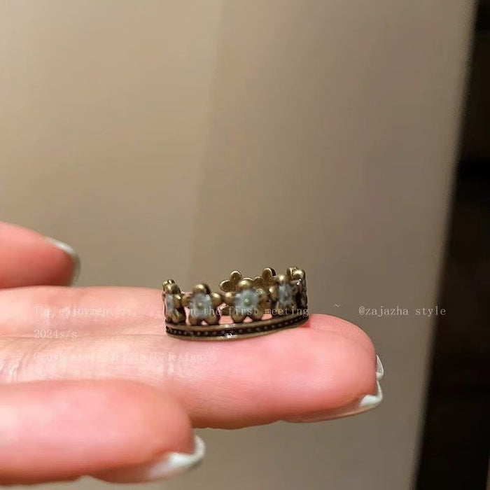 Wholesale Stacked butterfly ring, vintage and vintage style, niche flower opening ring for women