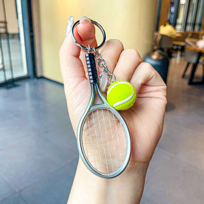 Wholesale Simulated tennis keychain pendant, sports event souvenir, tennis keychain gift