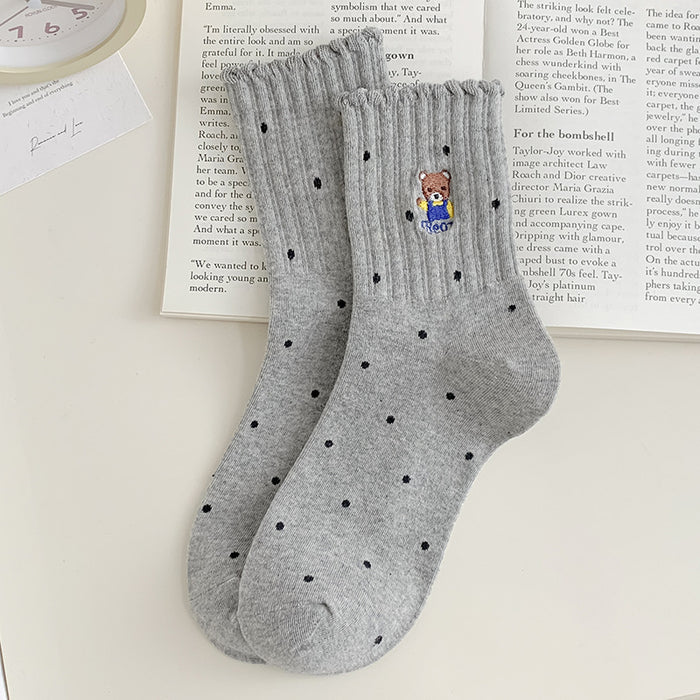 Wholesale Socks cartoon teddy bear mid tube socks thin and cute pile socks
