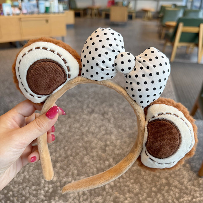Wholesale Cute Cartoon Bear Plush Polka Dot Bow Headband