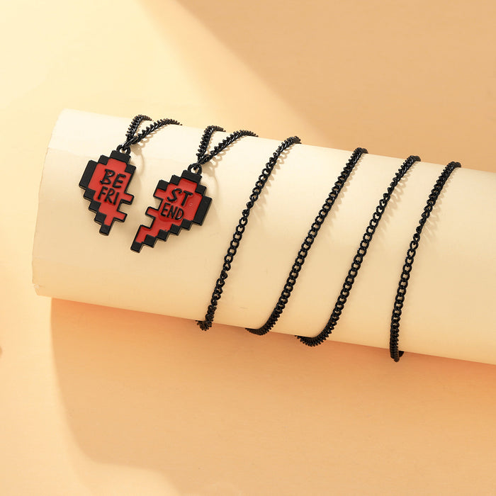 Wholesale Love cartoon necklace keychain, red peach heart clothing accessories, clothing decoration, couple trend