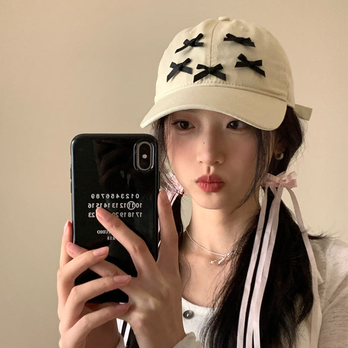 Wholesale Bow Embroidered Cowboy Baseball Hat Retro Duck Tongue Hat