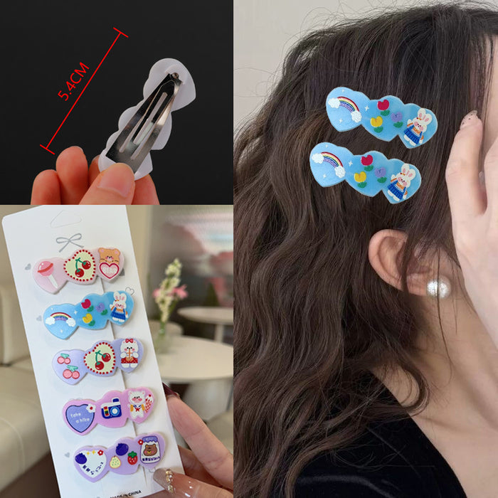 Wholesale 5 PCS Cute cartoon pattern plaid hair clip