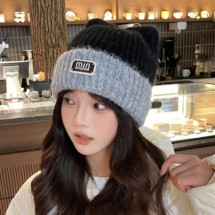 Wholesale Winter Cat Ear Hat Women's Ear Protection Wool Hat Knitted Hat Cute