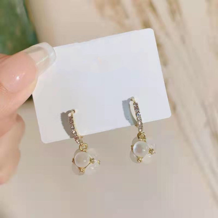 Wholesale Cat's Eye Hydrangea Alloy Diamond Earrings JDC-ES-Chengx003