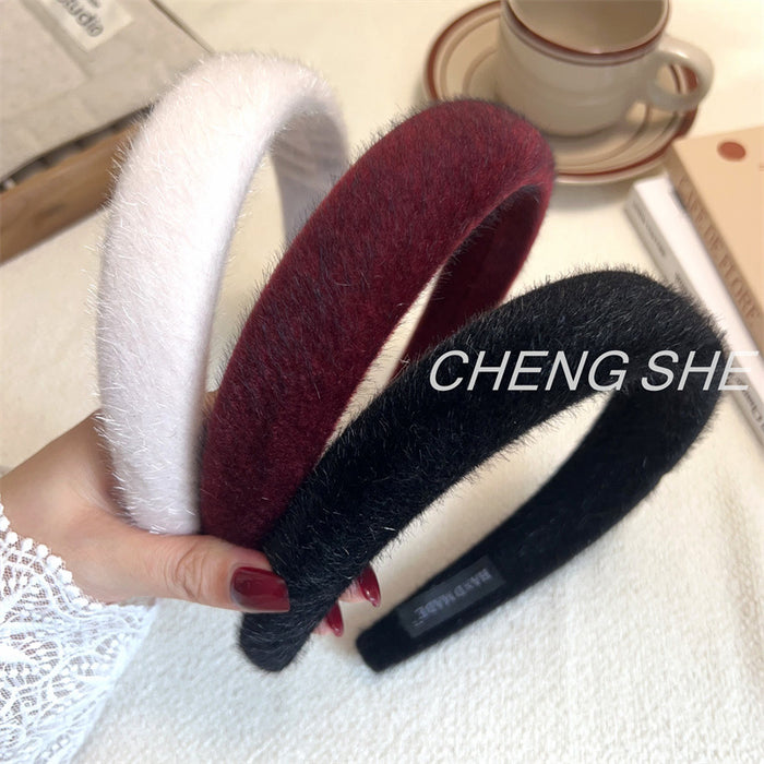 Wholesale Plush Sponge Hair Hoop New Style Temperament Pressed Hair Stamp