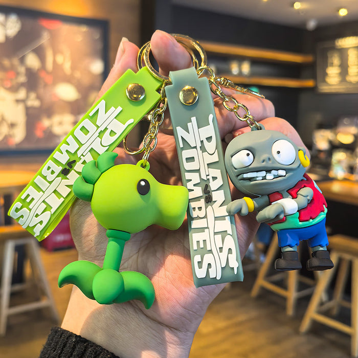 Wholesale Silicone Plant and Zombie Keychain Cute Gift for Kids