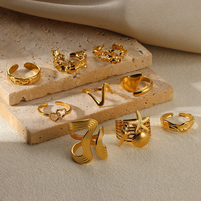 Wholesale Fashionable and personalized design, snake shaped irregular curve, geometric arc, non fading opening ring