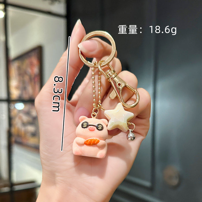Wholesale Cute Piggy Keychain Cute Female Couple Bag Pendant Doll Machine Doll Car Pendant