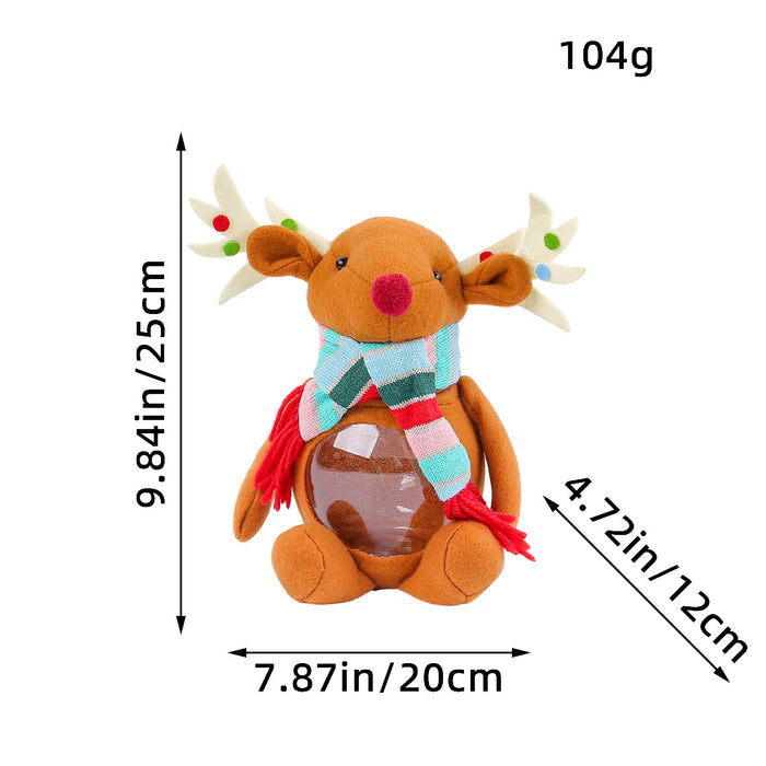 Wholesale Christmas Decorations New Christmas Elk Gift Jar Creative Gift Transparent Plastic Candy Jar