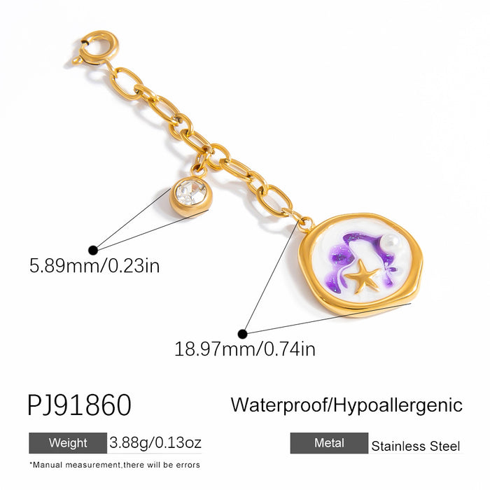 Wholesale Stainless steel bikini buckle ocean style shell rainbow oil drop pendant swimsuit pendant