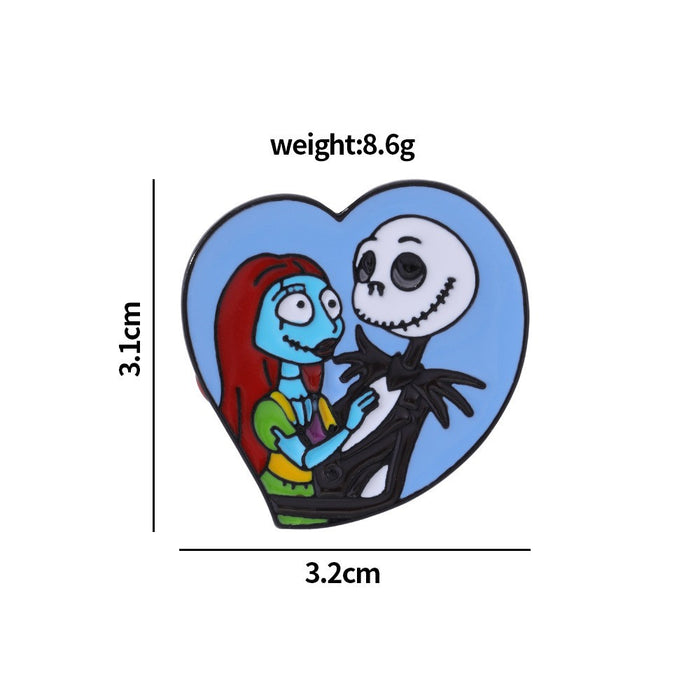Wholesale  Skull Disc Brooch Pin Zinc Alloy Dripping Oil Finish Trendy Party Accessory