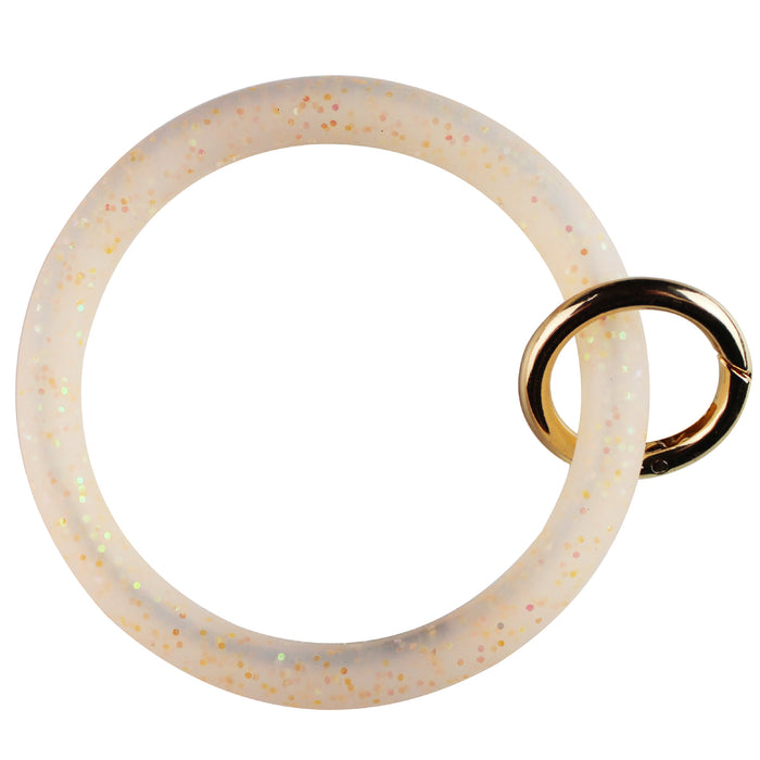 Wholesale glitter sequins gold powder silicone bracelet car keychain creative circle key ring