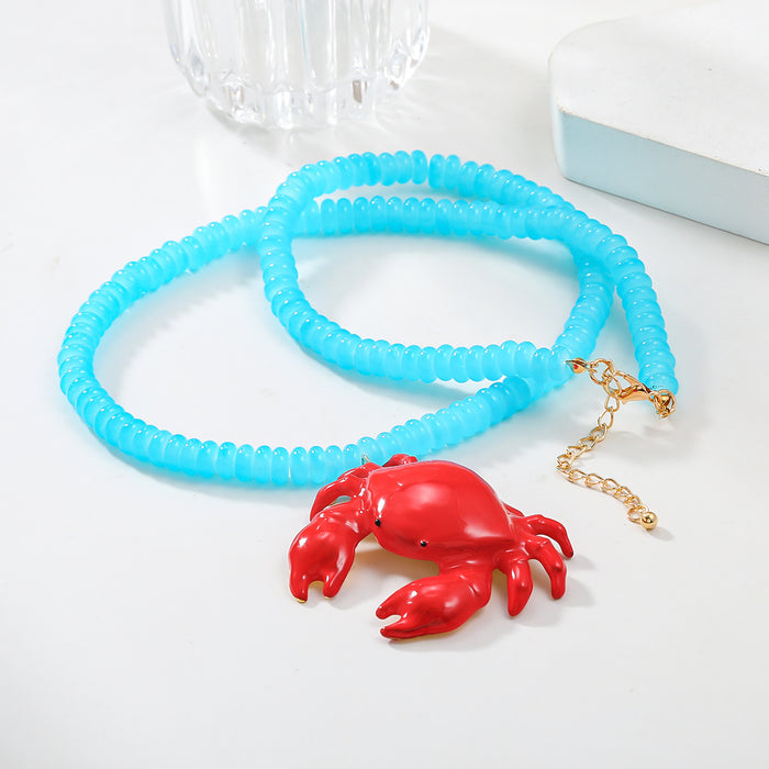 Wholesale Ocean Style Red Crab Pendant Necklace Female Party Accessories