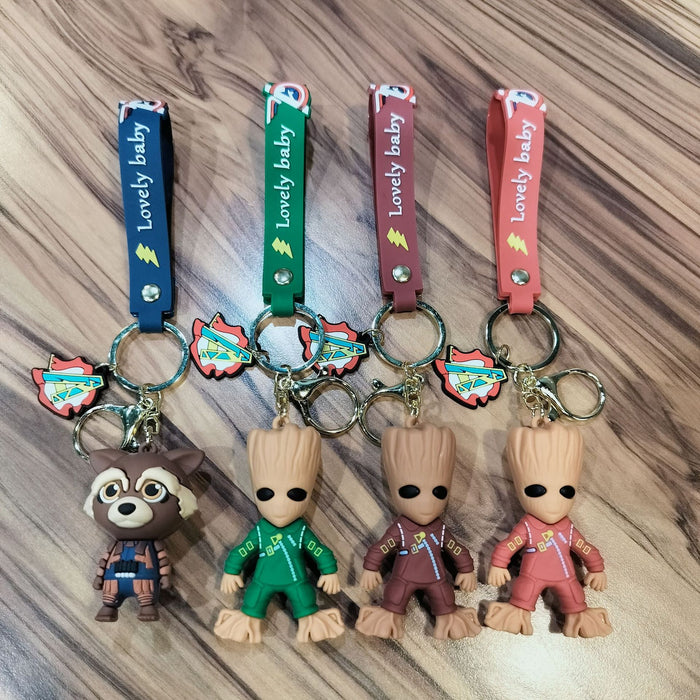 Wholesale Cartoon Doll Galaxy guard keychain tree man Grut three-dimensional schoolbag