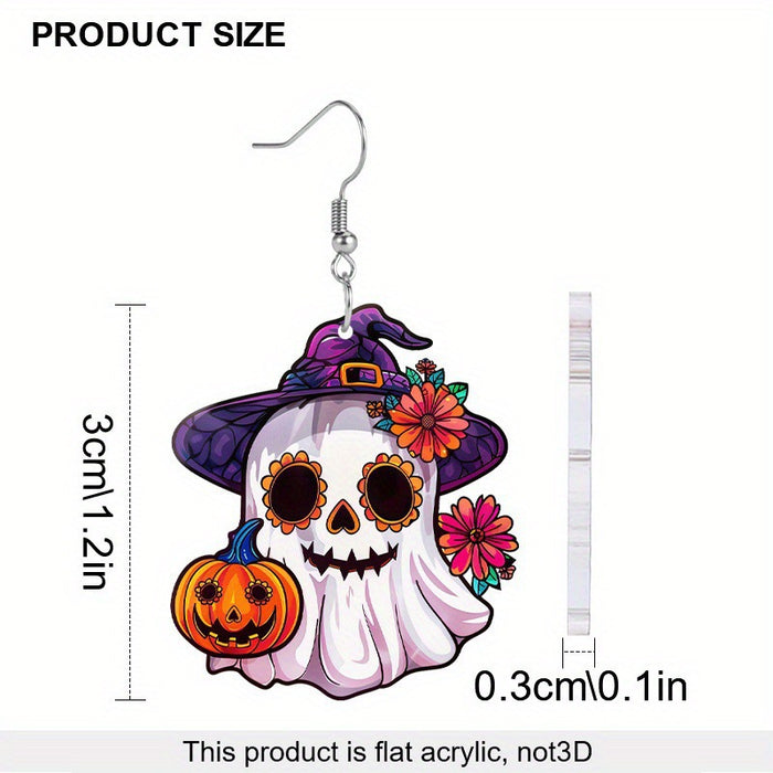 Wholesale Halloween Day of The Dead Ghost Pumpkin Acrylic Earrings JDC-ES-WenT026