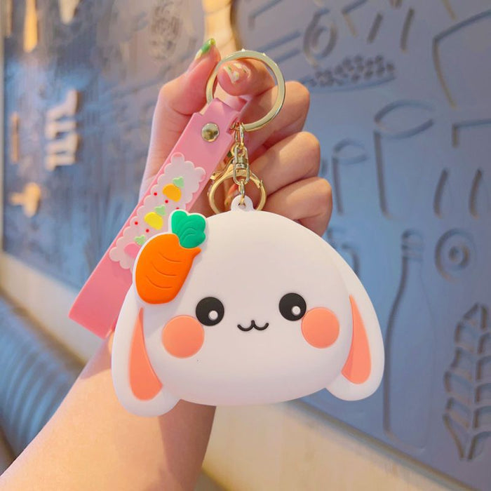 Wholesale Cute Rabbit Coin Purse Silicone Card Bag Mini Children's Wallet Hanging Cartoon Keychain School Bag Bag Pendant