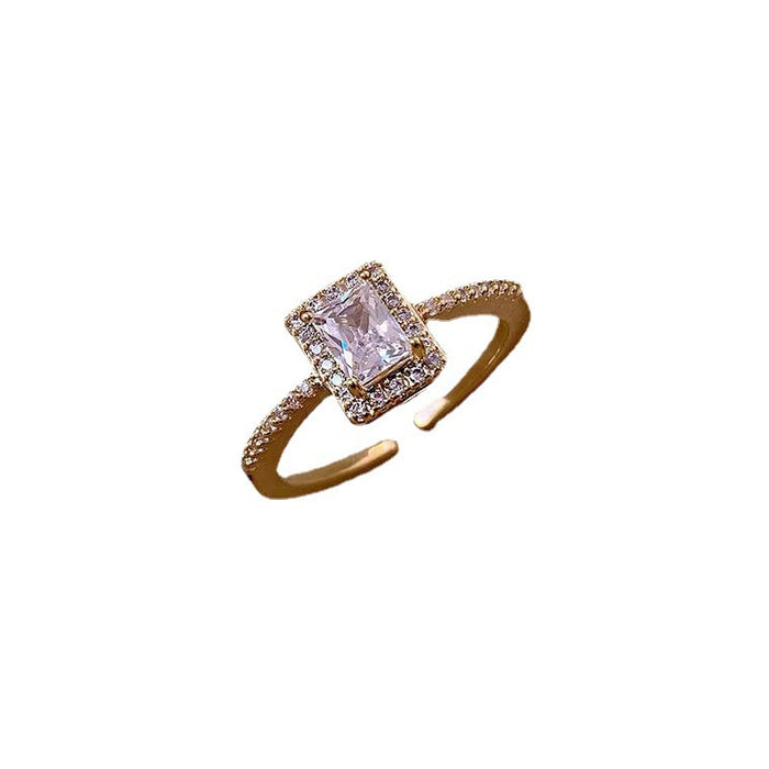 Wholesale Zircon Super Sparkling Square Diamond Adjustable Opening Ring