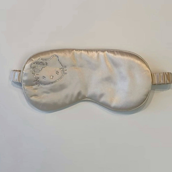 Wholesale Cartoon Cat Rhinestone Blackout Sleep Eye Mask Ice Silk Linen  Accessory MOQ≥2