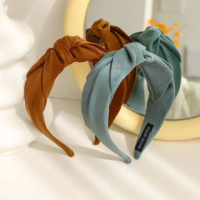 Wholesale Simple Wide Edge Solid Color Cloth Middle Knot Headband JDC-HD-MIs019