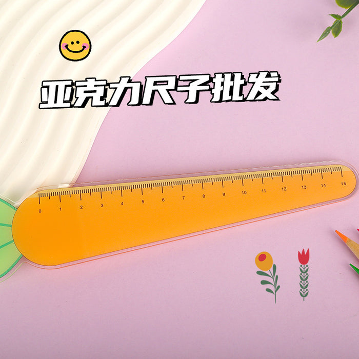 Wholesale  15cm Cute Carrot Ruler with Pictures, Multi-Functional Drawing Ruler